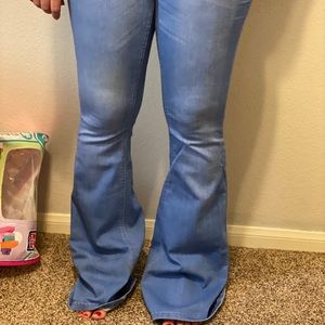 Pink blush flare jeans